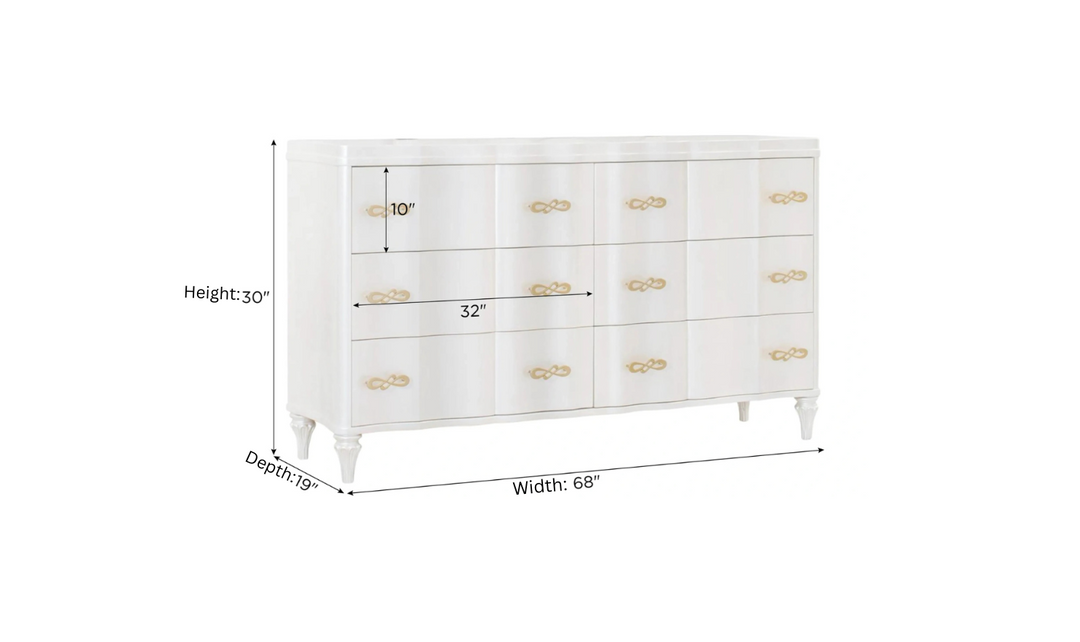 Cosmos Madona 6-drawers Wooden Dresser in Pearl