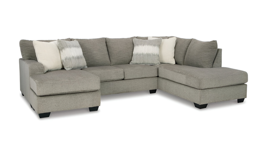 Ashley Creswell 2-Piece Polyester Sectional with Chaise in Stone