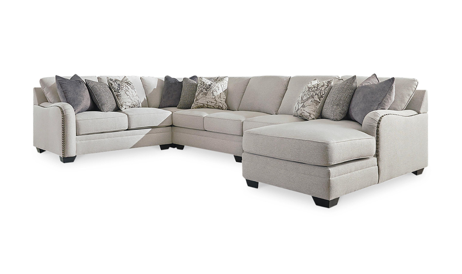 Dellara Fabric Sectional Sofa with Track Arm In Chalk