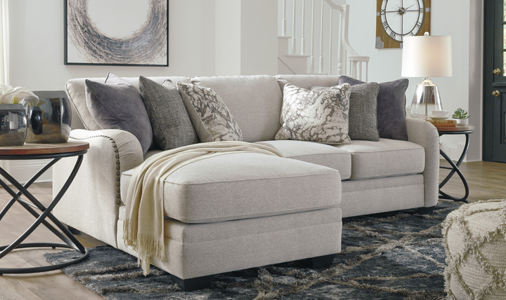 Dellara Fabric Sectional Sofa with Track Arm In Chalk