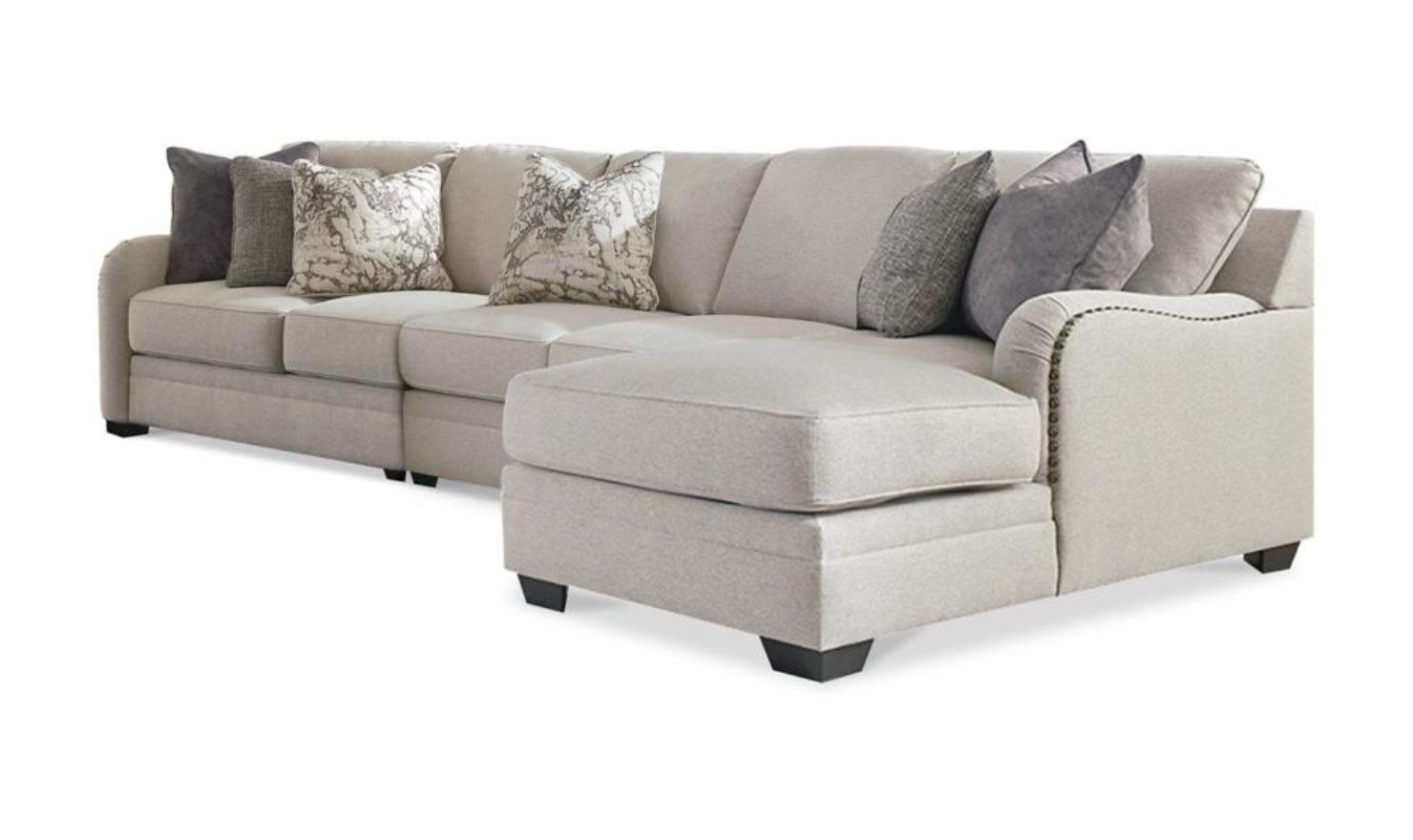 Dellara Fabric Sectional Sofa with Track Arm In Chalk