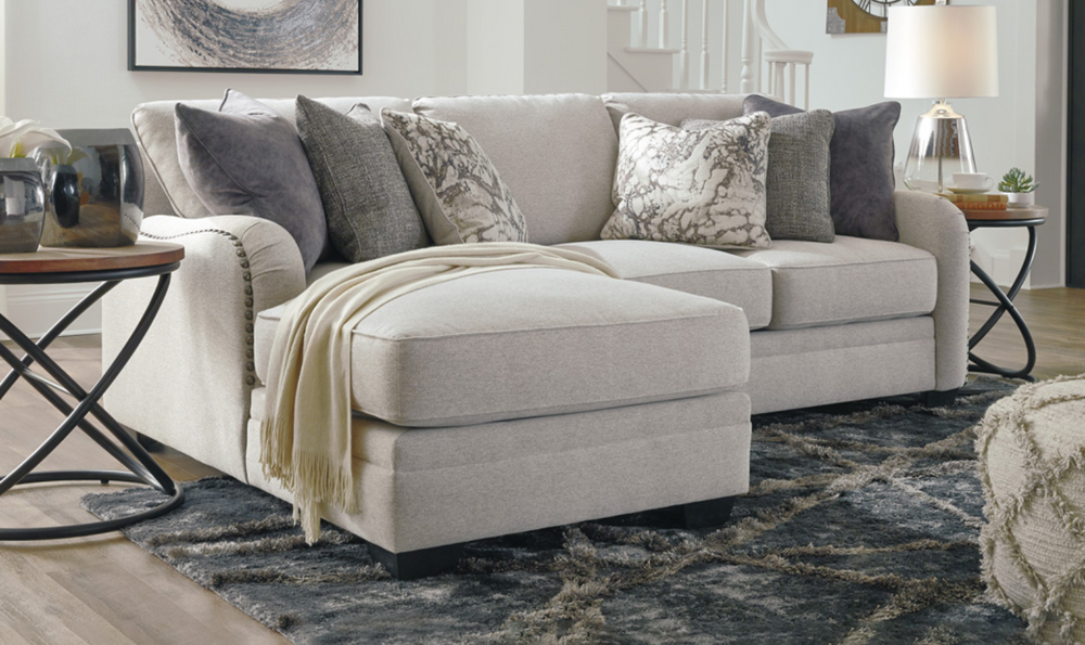 Dellara Fabric Sectional Sofa with Track Arm In Chalk- JENNIFER FURNITURE