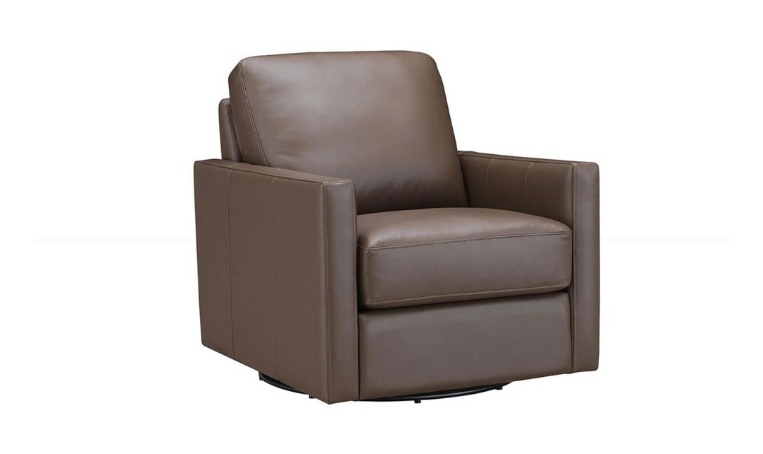 Dillon Swivel Leather Chair with Track Arms