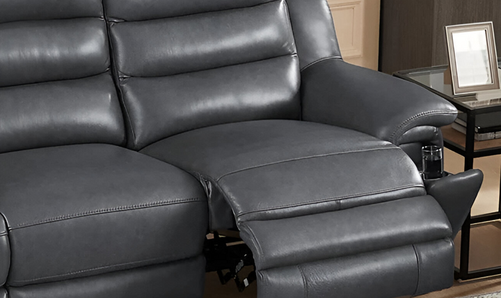 Dream Leather Power Headrest Zero Gravity Reclining Sofa with Hidden Cup holder-Jennifer Furniture