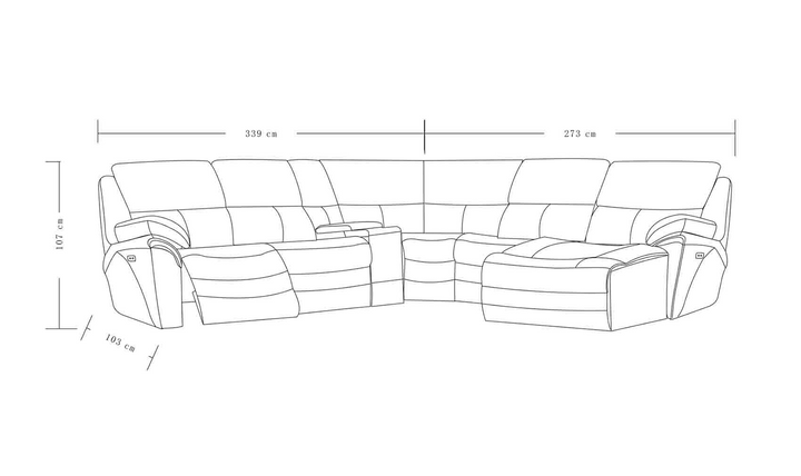 ESF Amos 5-Seater Electric Recliners Sectional with Storage Console-jennifer furniture