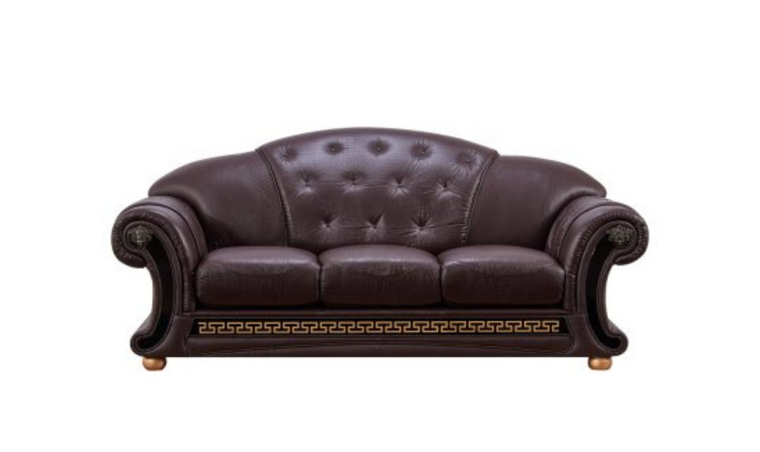 ESF Furniture Apolo Italian Leather Living Room Set with Tufted Seats