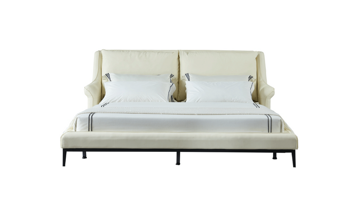 ESF Italia Adio Leather King Size Bed In Cream