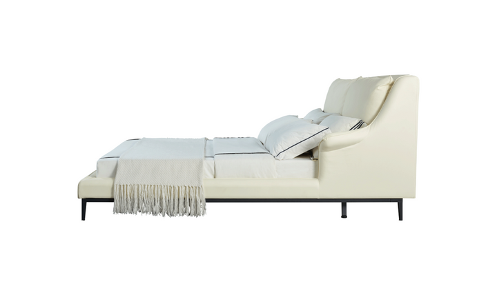 ESF Italia Adio Leather King Size Bed In Cream