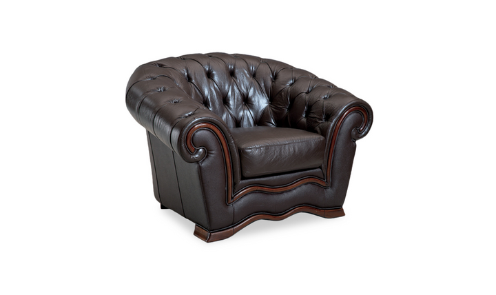 ESF Italia Aviana Brown Leather Chair With Tufted Backrest with Matt Finish