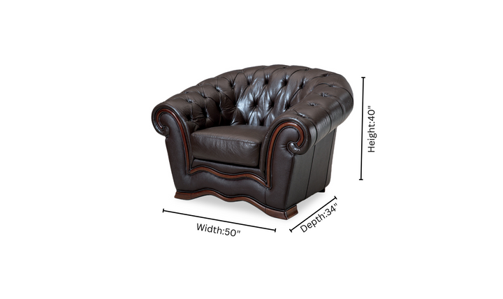 ESF Italia Aviana Brown Leather Chair With Tufted Backrest with Matt Finish