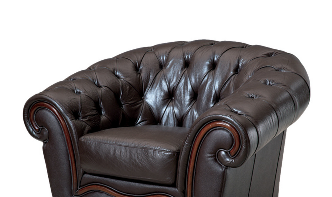 ESF Italia Aviana Brown Leather Chair With Tufted Backrest with Matt Finish