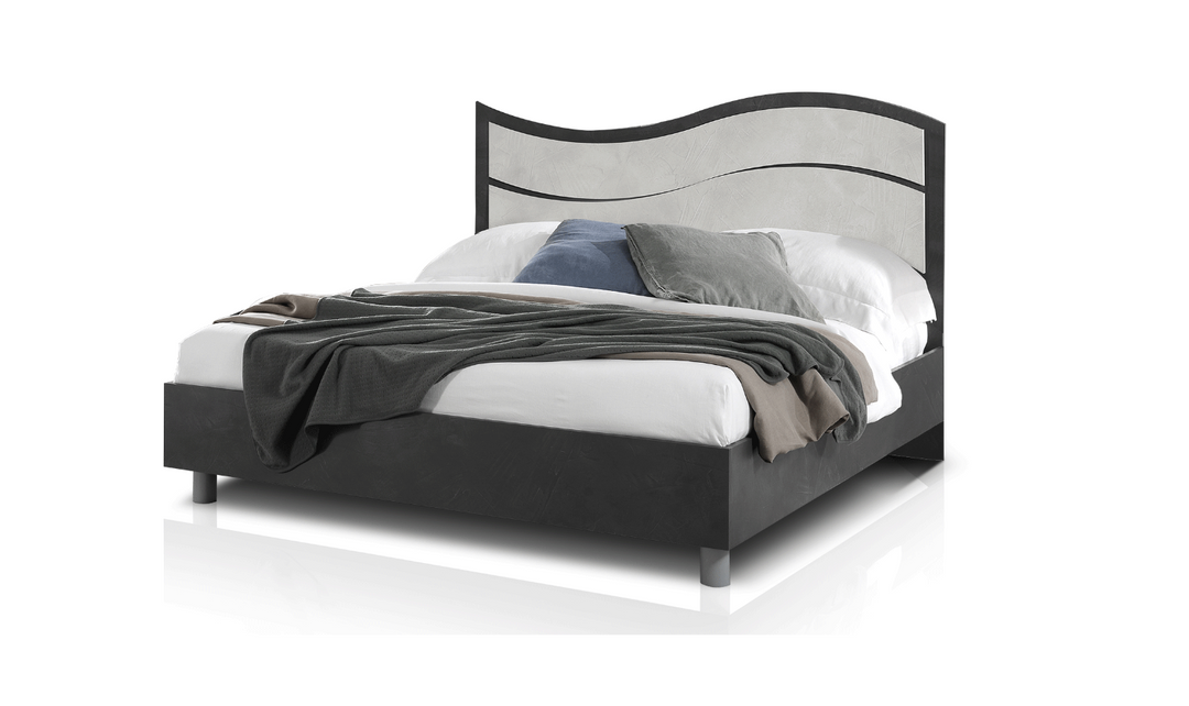 ESF Italia Ischia Wooden King/Queen Size Bed In Black and White