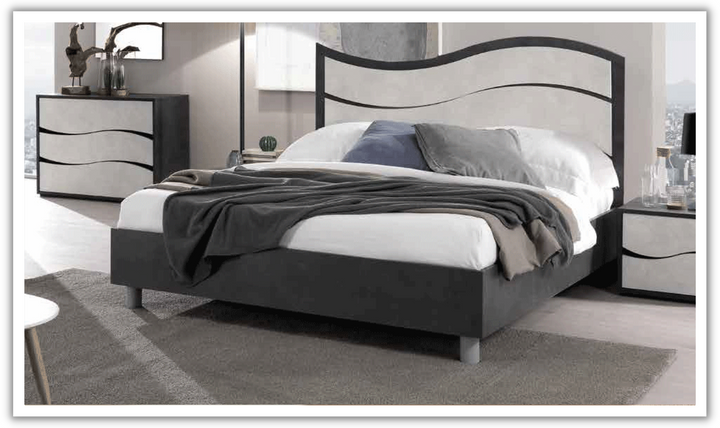 ESF Italia Ischia Wooden King/Queen Size Bed In Black and White