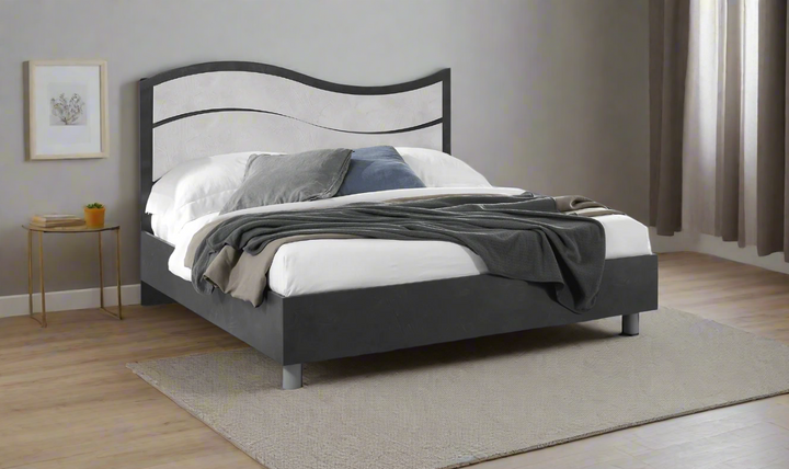 ESF Italia Ischia Wooden King/Queen Size Bed In Black and White