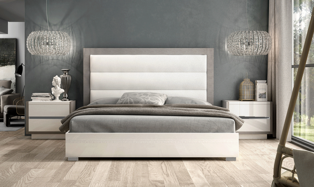 ESF Italia Mangano Panel Bed in High Gloss Lacquer Finish ( King / Queen)-Jennifer Furniture