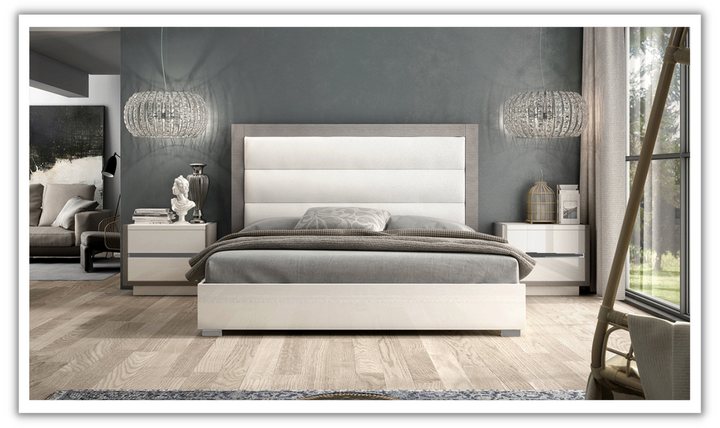 ESF Italia Mangano Panel Bed in High Gloss Lacquer Finish ( King / Queen)-Jennifer Furniture