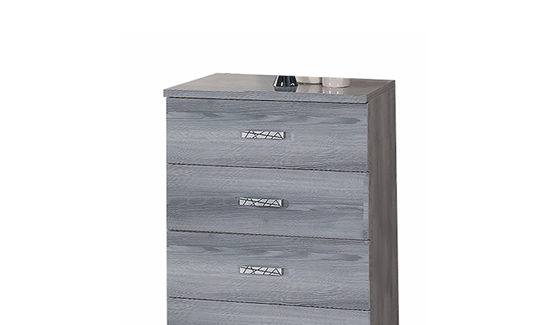 ESF Italia Nicole 5 Drawer Wooden Gray Chest with High Gloss Lacquer Finish