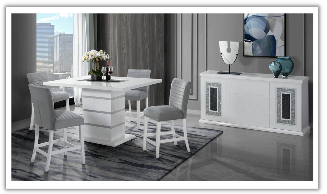 Monaco 5 Piece Bar Set In White and Gray-Jennifer Furniture