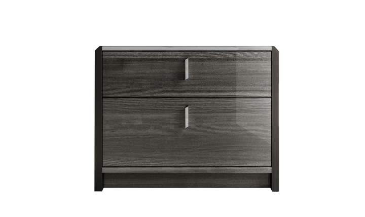 ESF Italia Vulcano 2-Drawer Dark Gray Night Stand with Marble Effect Top- Jennifer Furniture