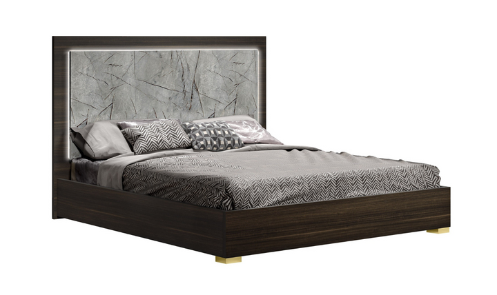 Jennifer Italia Travertine Premium Bed With LED Headboard (Queen / King)