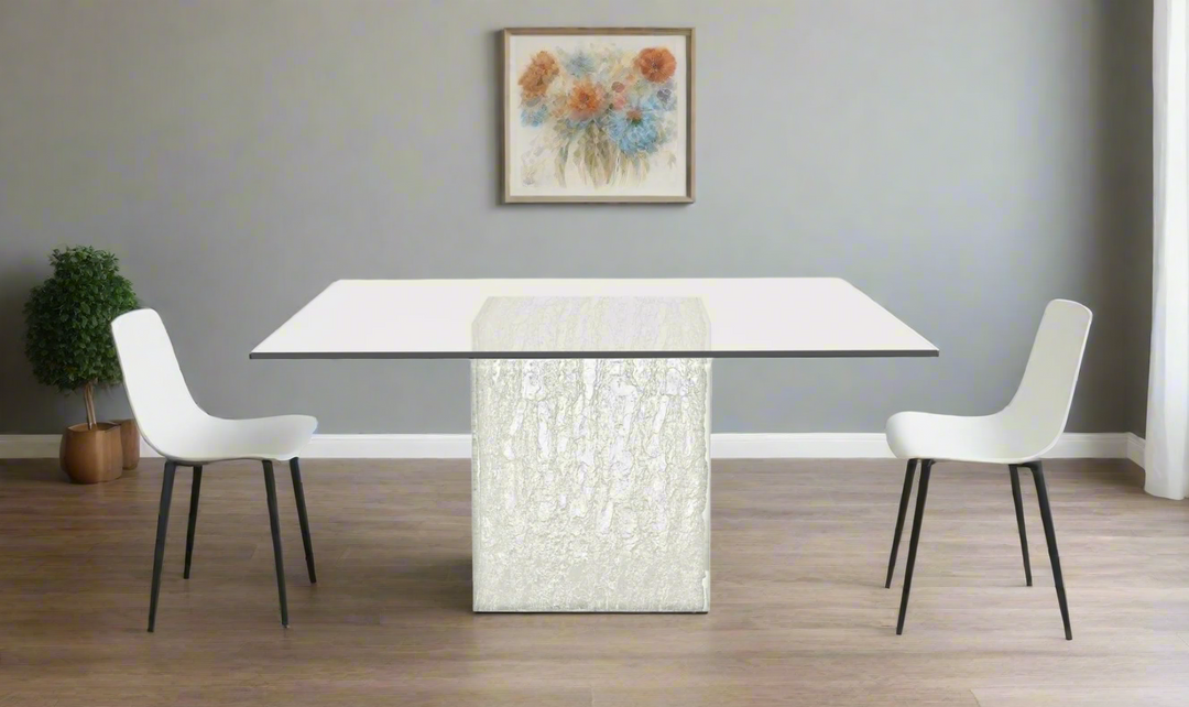 Bernhardt Arctic 6-seater Dining Table with Glass Top + Acrylic Base- Jennifer Furniture