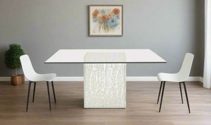 Bernhardt Arctic 6-seater Dining Table with Glass Top + Acrylic Base- Jennifer Furniture