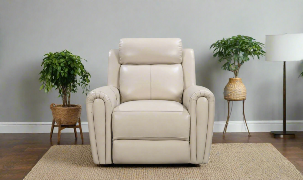 Leather Italia Jonathan Glider Recliner Chair in Cream