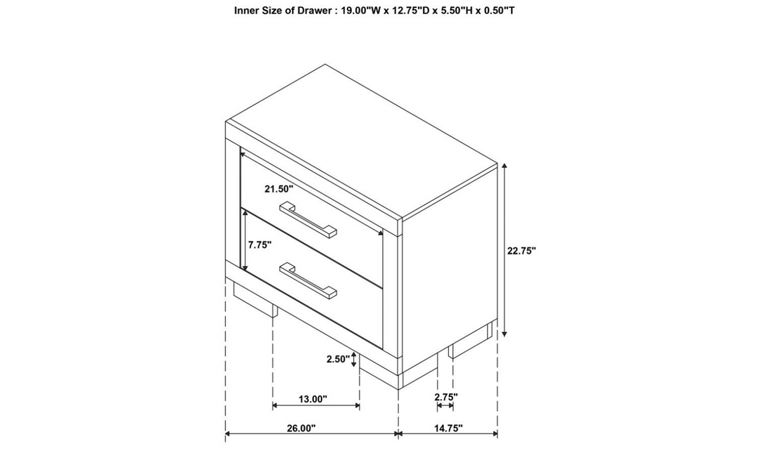 Coaster Furniture Jessica 2-Drawers Nightstand in White and Brown