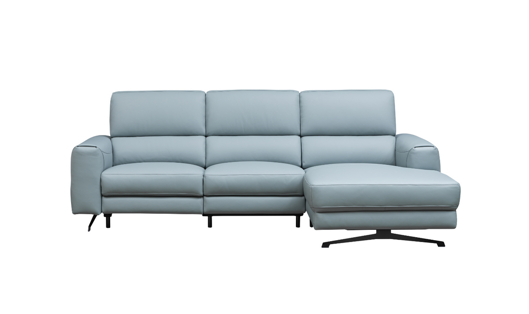 Klaussner Milano 3-Seater Blue Power Recliner Sectional Sofa with Adjustable Footrest