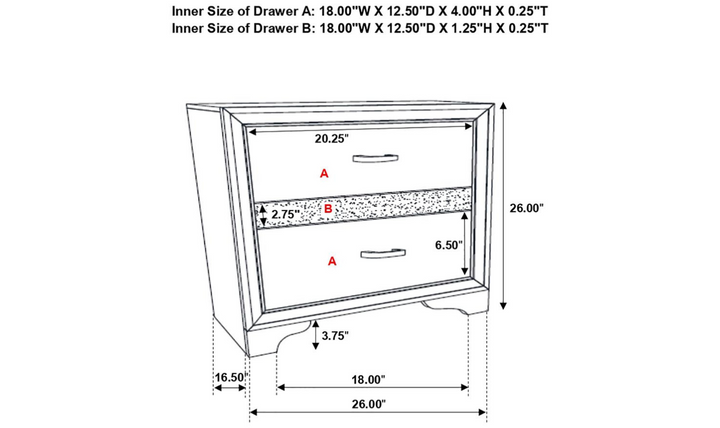 Coaster Furniture Miranda 2-Drawers Nightstand- Jennifer Furniture