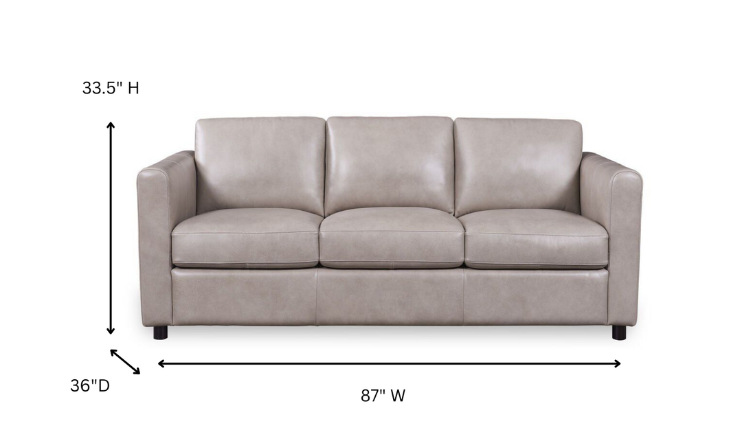 Leather Italia Waltz 3 Seater Beige Leather Sofa with Track Arms