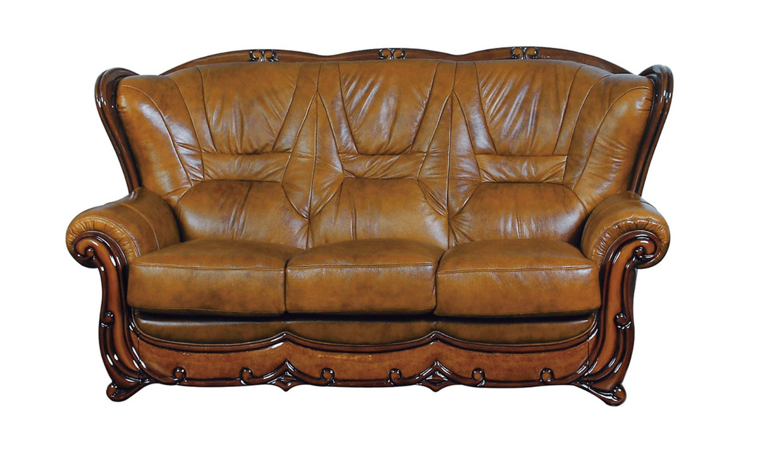 ESF Italia Ayla Leather 3-Seater Sofa In Walnut Brown- Jennifer Furniture