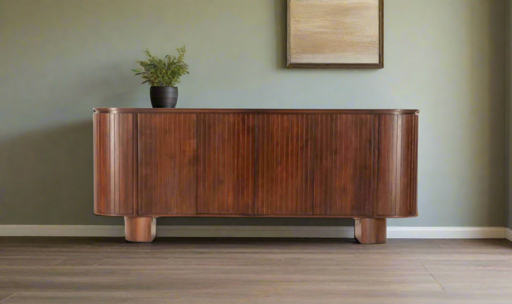 HTD Athena 79" Sideboard in Aged Mahogany Finish + Mango Wood Construction- Jennifer Furniture