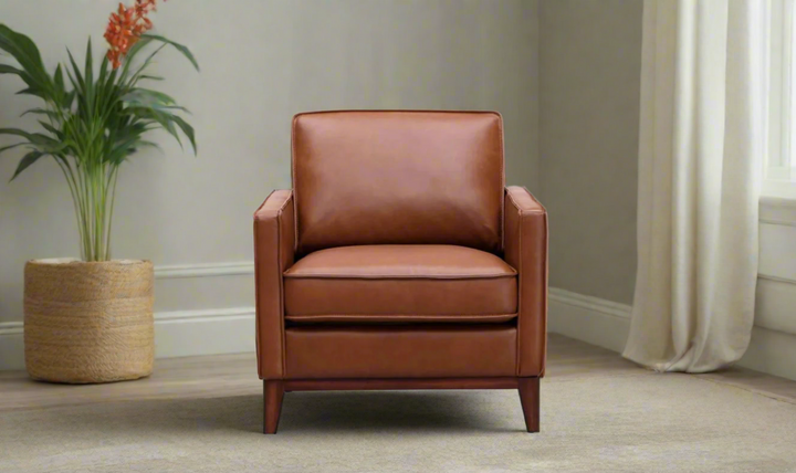 Leather Italia Georgetowne Weston Saddle Leather Chair in Brown