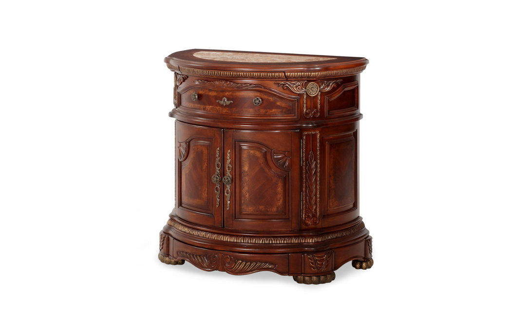 AICO Cortina Cortina Single Drawer Nightstand in Honey Walnut Finish