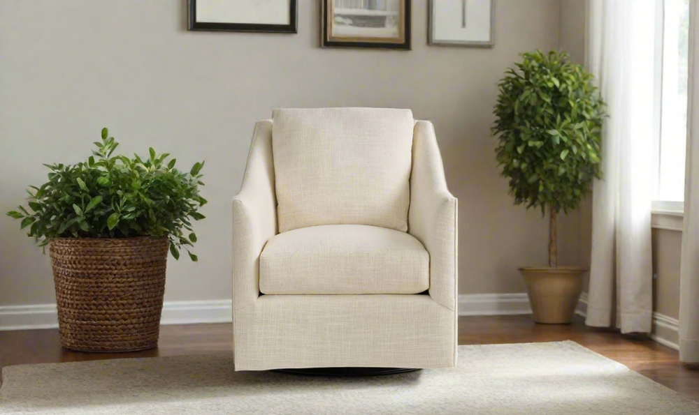 Universal Furniture Walter Fabric Swivel Chair in Beige