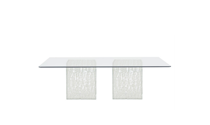 Bernhardt Arctic 6-seater Dining Table with Glass Top + Acrylic Base- Jennifer Furniture