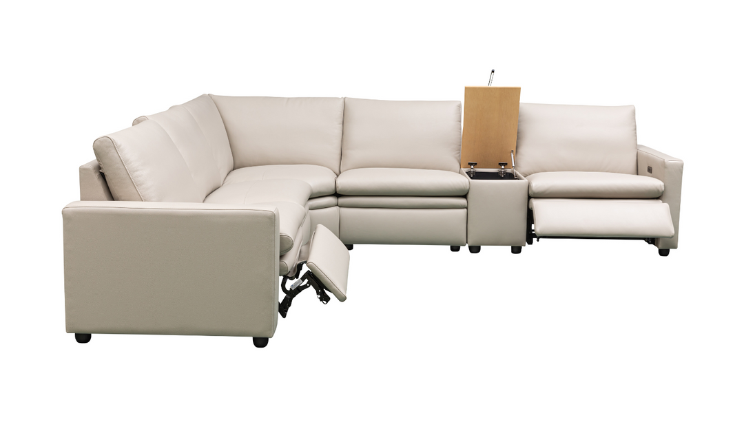 Klaussner Roma 6 Piece Beige Leather Power Reclining Sectional Sofa