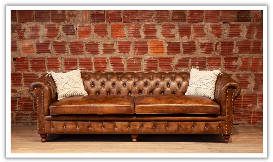 HTD Essex Chesterfield 3-Seater Tufted Sofa in Antique Whiskey Leather- Jennifer Furniture