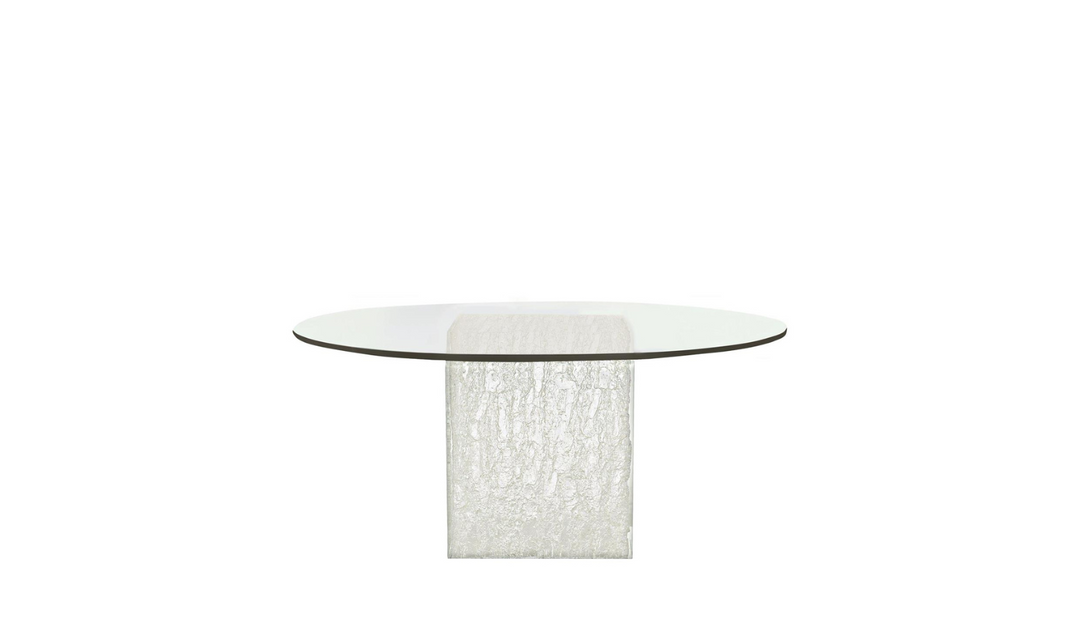 Bernhardt Arctic 6-seater Dining Table with Glass Top + Acrylic Base- Jennifer Furniture