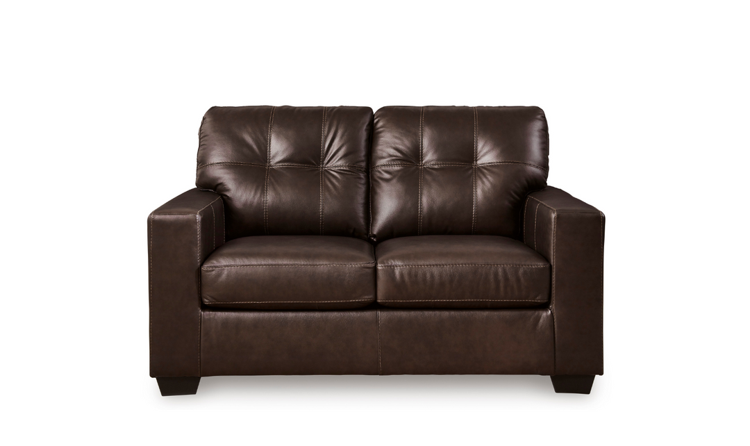 Modern Heritage Santorine Leather Loveseat with Track Arms