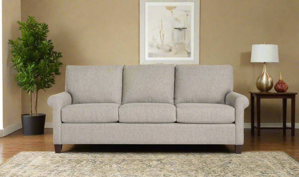 Bassett Spencer Casual Sofa with Rolled Arms- Jennifer Furniture