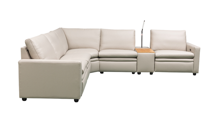 Klaussner Roma 6 Piece Beige Leather Power Reclining Sectional Sofa