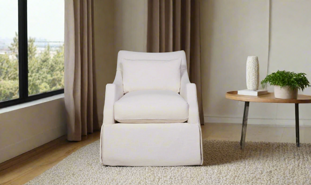 Universal Margaux Swivel Fabric Accent Chair in White