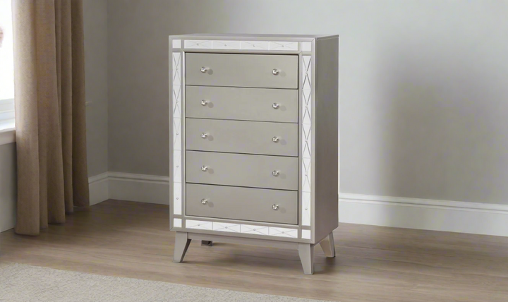 Coaster Furniture Leighton 5-Drawer Chest in Metallic Mercury Finish-Jennifer Furniture