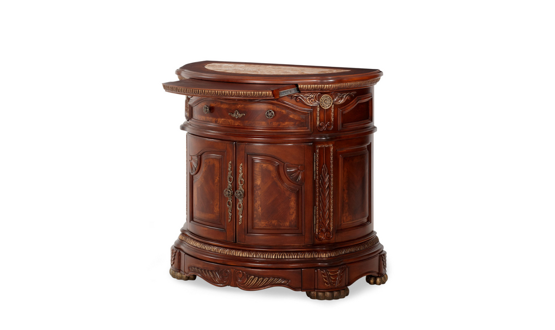 AICO Cortina Cortina Single Drawer Nightstand in Honey Walnut Finish