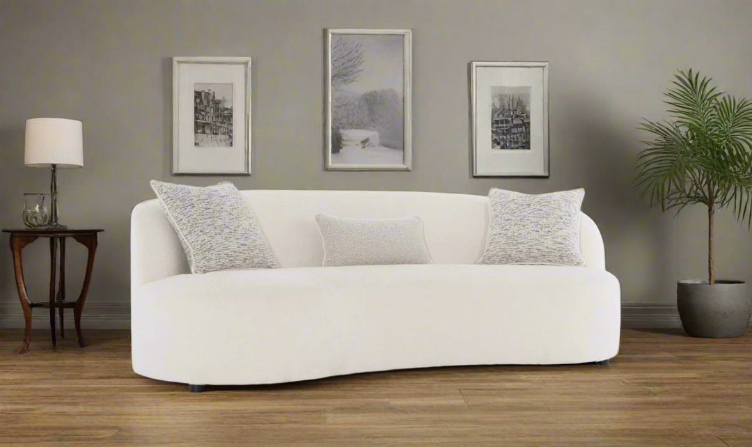 Bernhardt Elle 3-seater Fabric White Sofa with Feather Down Cushions