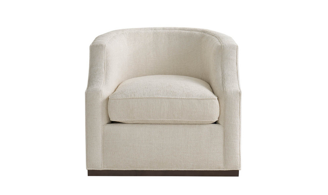 Universal Furniture Sara Curved Fabric Swivel Chair in White