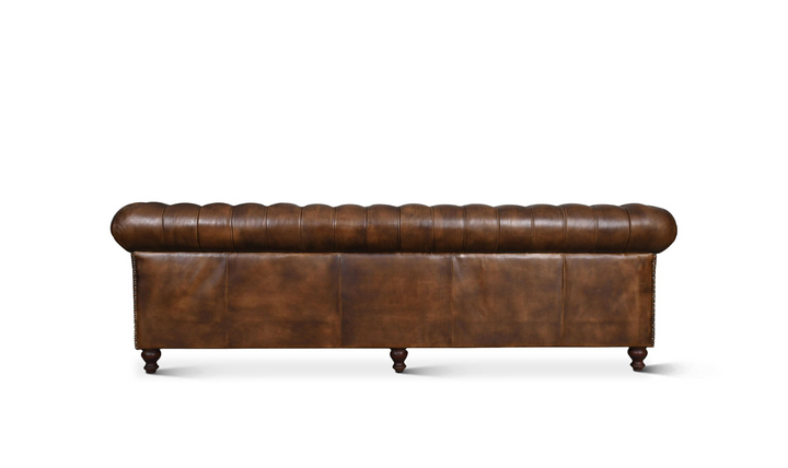 HTD Essex Chesterfield 3-Seater Tufted Sofa in Antique Whiskey Leather