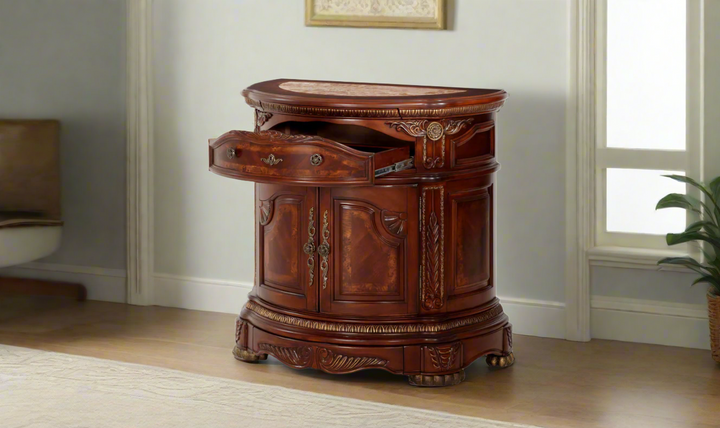 AICO Cortina Cortina Single Drawer Nightstand in Honey Walnut Finish